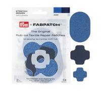 Prym 921013 FabPatch STRETCH Design Rub-on Patch Jeansblau (3 Stück) - Selbstklebende bi-elastische Design-Reparaturflicken für Sportbekleidung, Leggings, Jacken & Sneaker - Ohne Nähen & Bügeln