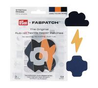Prym 921014 FabPatch STRETCH Design Rub-on Patch Blitz, Wolke (3 Stück) - Selbstklebende bi-elastische Design-Reparaturflicken für Sportbekleidung, Leggings, Jacken & Sneaker - Ohne Nähen & Bügeln