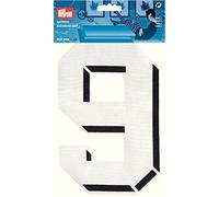Prym 925904 Applikation Zahl 9 groß weiß, schwarze Kontur