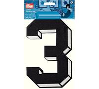 Prym 925908 Applikation Zahl 3 groß schwarz, weiße Kontur