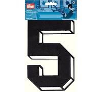 Prym 925910 Applikation Zahl 5 groß schwarz, weiße Kontur