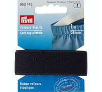 Prym 953145 Velour-Elastic 25 mm schwarz, 51% PES 33% ED 16% PA