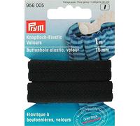 Prym 956005 Knopfloch-Elastic Veloursband 15 mm schwarz, Polyamid