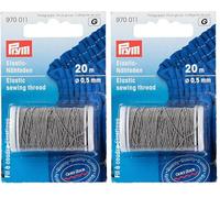 Prym 970011 Elastic-Nähfaden 0,5 mm hellgrau, Grau (Packung mit 2)