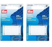 Prym 970026 Elastic-Nähfaden, 0,5 mm, 20 m, weiß (Packung mit 2)