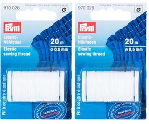Prym 970026 Elastic-Nähfaden, 0,5 mm, 20 m, weiß (Packung mit 2)