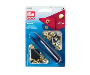 Prym Druckknöpfe Anorak (12 mm/ goldfarbig/ 10 St./ inkl. Werkzeug)