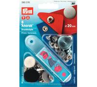 Prym Druckknöpfe Anorak Flach 20 mm, 6 Stück, mattsilber