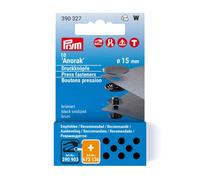 Prym 100263 390327 Nähfrei-Nachfüllp. für 390302 Nähfrei-Druckknopf Anorak Messing 15 mm brüniert