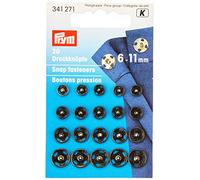 Prym Druckknöpfe zum Aufnähen, 6-11 mm, aus Messing, in Schwarz, 20 Stück