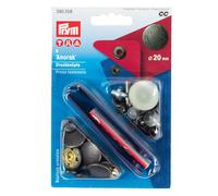 PRYM Nähfrei-Druckknopf Anorak, Dessin Spirit, 20mm, altsilber, 100% Messing, Bekleidungsverschlüsse, Knöpfe