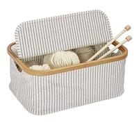 Prym Box Canvas & Bamboo (38 x 26 x 16 cm/ faltbar/ grau-creme gestreift)