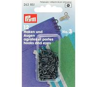 Prym Haken und Augen, Stainless Steel, Schwarz, 18 mm Größe, Nr. 3, groß