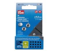 Prym Hohlnieten Klemmbereich 4-6 mm aus Messing, silberfarbig, 20 Stück