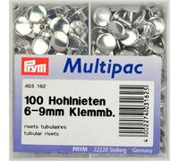 Prym 403162 Hohlnieten Klemmber. 6-9 mm MS silberfarbig