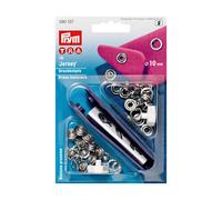 Prym Jersey Ring-Druckknöpfe (10 mm/ silberfarbig/ 10 St./ inkl. Werkzeug)