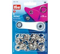 Prym Jersey-Ring-Druckknöpfe 18 mm silberfarbig – 6 St. inkl. Werkzeug