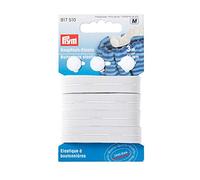 PRYM Knopfloch-Elastic, mit 3 Knöpfen, 12mm, weiß, 3m, 60 % PES 40 ED, Bänder & Borten, Elastische Bänder