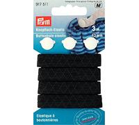 Prym Knopfloch-Gummiband mit 3 Knöpfen 12 mm 3 m schwarz