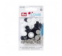 Prym Love Druckknöpfe aus Kunststoff, rund, farbig, Marineblau, Grau und Weiß, 30 Stück pro Packung
