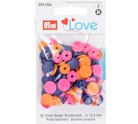 PRYM Love Druckknopf Color Snaps, Love, 12,4mm, orange/pink/violett, 100% Polyoxymethylen, PRYM Love,