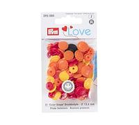 Prym Love Druckknopf Color Blume 13,6 mm gelb/rot/Gold, Polyester, 393080-1
