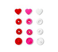 Prym Love Color Snaps Druckknöpfe Plastik Herz 12,4mm Versch. Rot/Pink/Weiß - 30 Stk