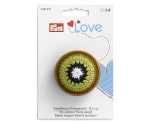 Prym Love Nadelkissen Fixiergewicht Design Kiwi (Ø 6 cm/ gehäkelt)
