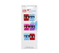 Prym Stoffclips Love – klein, 2,6 cm, Kunststoff – 12 Stück, bunt