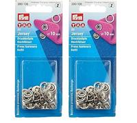 Prym Nähfrei Jersey Ring Druckknöpfe-Nachfüllpack silberfarbig (10 mm, 20 St.), Silber (Packung mit 2)