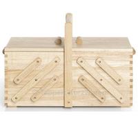 PRYM Nähkasten aus hellem Holz, L, 100% Kautschukholz, Aufbewahrung, Nähkästen