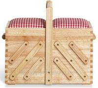 PRYM Nähkasten aus hellem Holz, mit Stoff, Kautschukholz, Aufbewahrung, Nähkästen