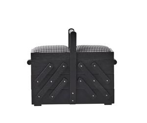 Prym Nähkasten Holz M mit Stoff (schwarz)