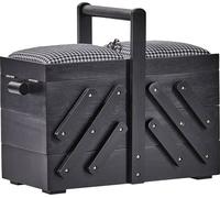 Prym Nähkasten Holz M mit Stoff (schwarz)