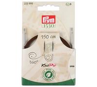 Prym 223995 Natural Kunststoffseil & Zubehör, 360° drehbar, 150 cm | Austauschbares Seil für Rundstrickstricknadeln & Tunesische Häkelnadeln, braun