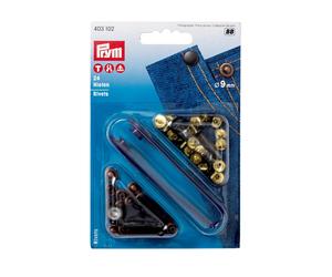 Prym Nieten (9 mm/ altkupfer/ brüniert/ 24 St./ inkl. Werkzeug)