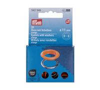 Prym 542546 Ösen mit Scheiben, 11 mm, orange/silberfarbig