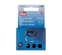 Prym 542541 542542 Ösen mit Scheiben, rot/silberfarbig, vearbeitbar mit dem Vario Creative Tool, schwarz, Ø 11 mm, 20