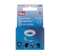 Prym 542540 542542 Ösen mit Scheiben, rot/silberfarbig, vearbeitbar mit dem Vario Creative Tool, weiß, Ø 11 mm, 20