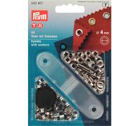 Prym 542408 Ösen und Scheiben Messing 4,0 mm goldfarbig, metal, 4 mm