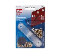 Prym Ösen mit Scheiben (4 mm/ goldfarbig/ 50 St./ inkl. Werkzeug)