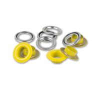 Prym 542524 Ösen mit Scheiben, 8 mm, gelb/silberfarbig, kompatibel mit dem Vario Creative Tool