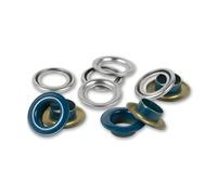 Prym 542523 Ösen mit Scheiben, 8 mm, marine/silberfarbig, kompatibel mit dem Vario Creative Tool