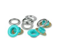 Prym 542527 Ösen mit Scheiben, 8 mm, mint/silberfarbig, kompatibel mit dem Vario Creative Tool