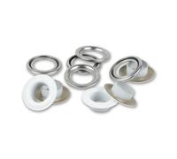 Prym Ösen mit Scheiben 542520 – 8 mm, weiß/silberfarbig, kompatibel mit Vario Creative Tool – 32 St.