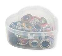 Prym Ösen mit Scheiben 542622 – bunt 14 mm – Herzbox, 44 St. – kompatibel mit Vario Creative Tool