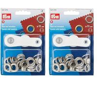 Prym Ösen und Scheiben 11,0 mm, 15 Stück., silberfarbig 11 mm (Packung mit 2)
