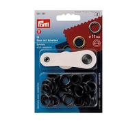 Prym Ösen und Scheiben 541381 – Messing 11 mm brüniert – 15 St. inkl. Werkzeug
