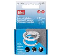 Prym Ösen und Scheiben 14 mm silber gefärbt für Creative Tool, 15St