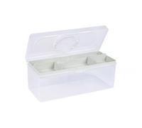Prym Organizer Box L 5,3l Salbei, transparente Aufbewahrungsbox mit Einsatz, Sortierbox für Nähzubehör, Bastelmaterial, Werkzeug und Kleinteile, stapelbar